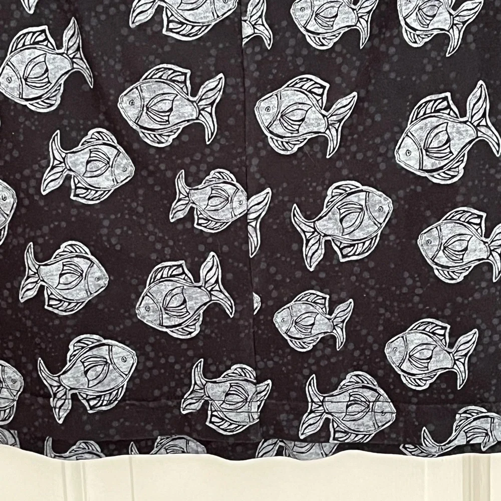 Fresh Produce Fish Print Skirt Navy Elastic Waistband Pull On Beach Coastal XS